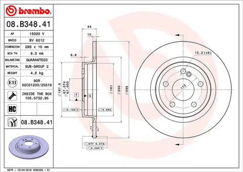 BREMBO 08B34841C02 DISC BRAKE ROTOR