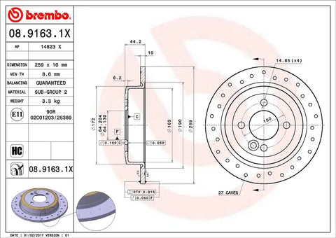 BREMBO 0891631XC02 DISC BRAKE ROTOR