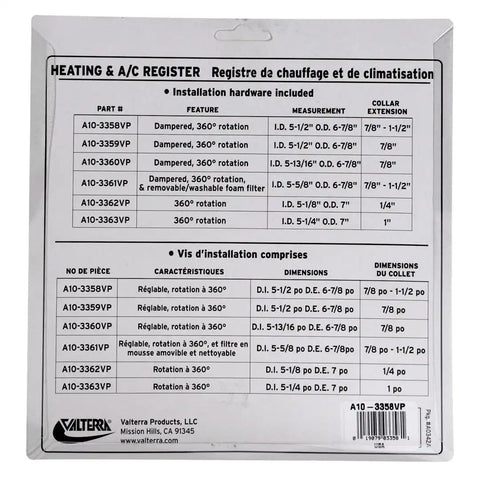 A/C CEILING REG 5' WHITE