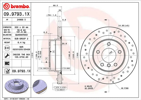 BREMBO 0997931XC02 DISC BRAKE ROTOR