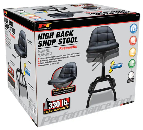 HIGH BACK PNEUMATIC SHOP STOOL