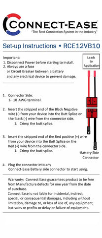 CONNECT EASE RCE12VB10 10 GAUGE BATTERY CHARGER/