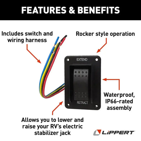 BLK IP66 ELEC JACK SWITCH W/HARNESS