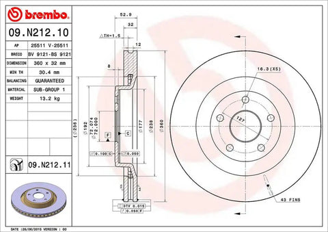 BREMBO 09N21211C02 DISC BRAKE ROTOR