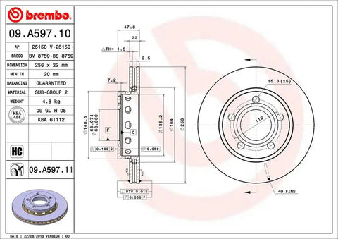 BREMBO 09A59711C02 DISC BRAKE ROTOR