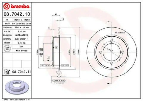 BREMBO 08704211C02 DISC BRAKE ROTOR