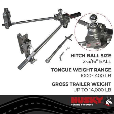 Husky Towing 33039 Rnd Bar 1000 to 1400 LB Tong 14K Gross Trailer Wt Inc Shank With 2-5/16 Ball