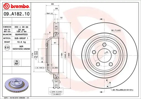 BREMBO 09A18211C02 DISC BRAKE ROTOR