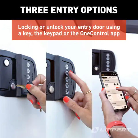 Lippert Components 2022119636 RV Bluetooth Door Lock V1 - Right Entry Door Lock Paddle Type With Dead Bolt