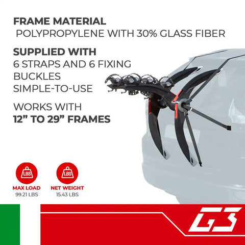G3 S.P.A 23.201 TRUNK BIKE RACK PREMIUM