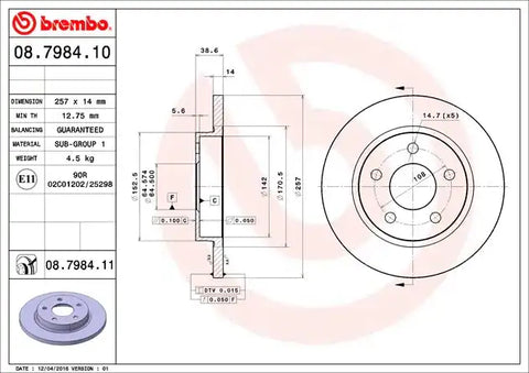 BREMBO 08798411C02 DISC BRAKE ROTOR