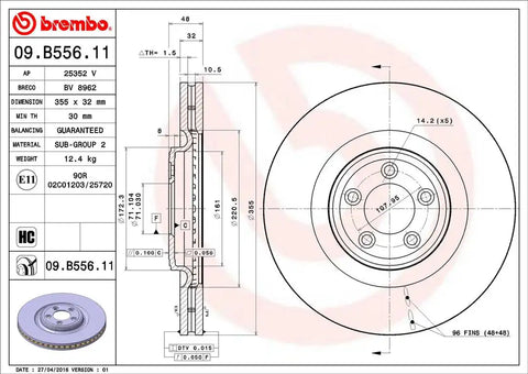 BREMBO 09B55611C02 DISC BRAKE ROTOR