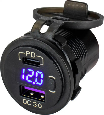 SEA DOG 426518-1 ROUND USB/USC SOCKET W/HIDDEN