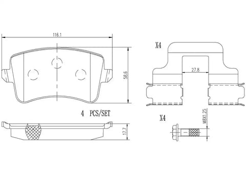 BREMBO P85100N DISC BRAKE PAD SET