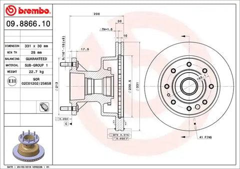 BREMBO 09886610C02 DISC BRAKE ROTOR