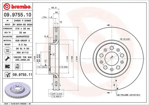 BREMBO 09975511C02 DISC BRAKE ROTOR