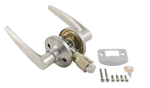 AP Products 013-230-SS Entry Door Lock Lever Type Fits 2-3/8 Inch or 2-3/4 Inch Bac