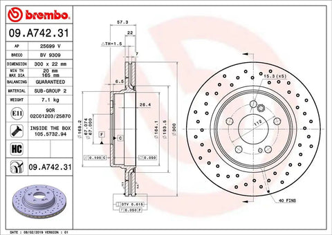 BREMBO 09A74231C02 DISC BRAKE ROTOR