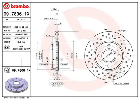 BREMBO 0978061XC02 DISC BRAKE ROTOR