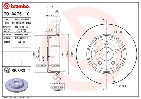 BREMBO 09A40511C02 DISC BRAKE ROTOR