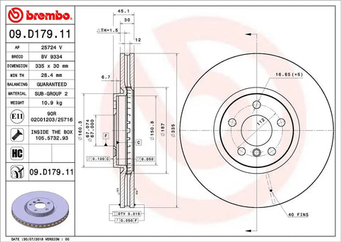 BREMBO 09D17911C02 DISC BRAKE ROTOR