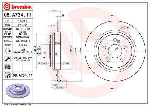 BREMBO 08A73411C02 DISC BRAKE ROTOR