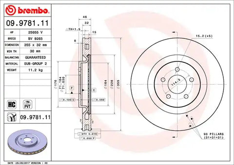 BREMBO 09978111C02 DISC BRAKE ROTOR