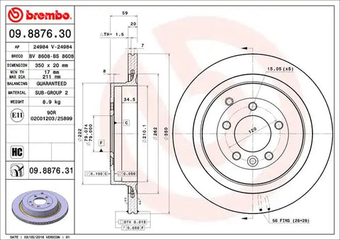 BREMBO 09887631C02 DISC BRAKE ROTOR