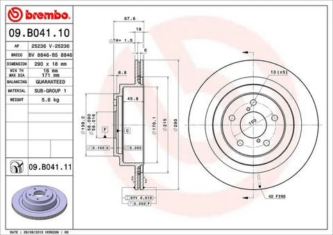 BREMBO 09B04111C02 DISC BRAKE ROTOR