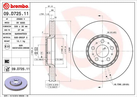 BREMBO 09D72511C02 DISC BRAKE ROTOR