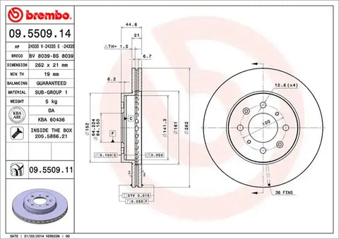 BREMBO 09550911C02 DISC BRAKE ROTOR