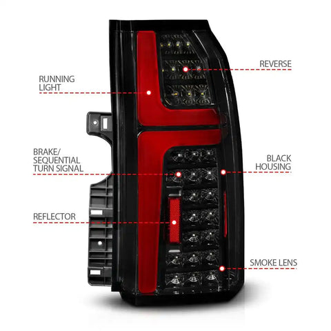 ANZO USA 311468 Tail Light Assembly LED Smoke Lens Black Housing Red Brake Light/