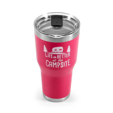 Camco 53062 Travel Mug Life Is Better At The Campsite  30 Ounce BPA Free Lid With