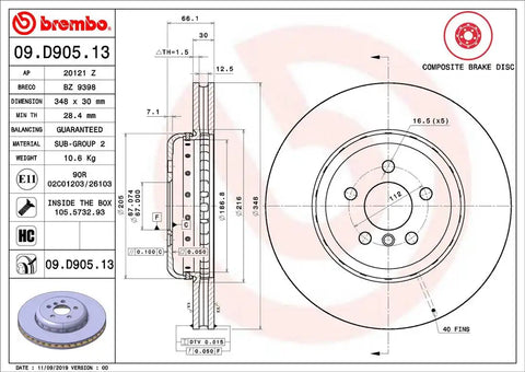 BREMBO 09D90513C02 DISC BRAKE ROTOR