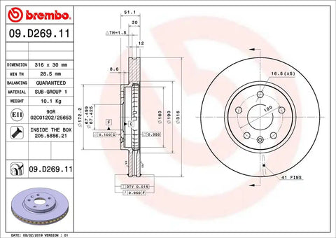 BREMBO 09D26911C02 DISC BRAKE ROTOR