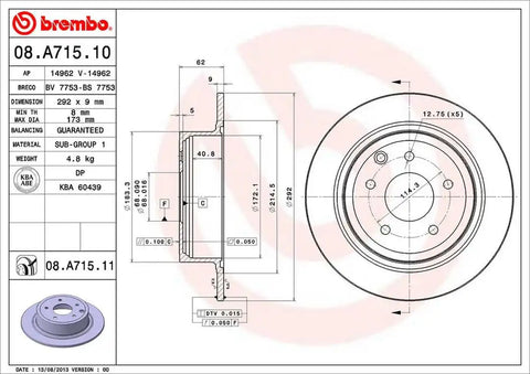 BREMBO 08A71511C02 DISC BRAKE ROTOR