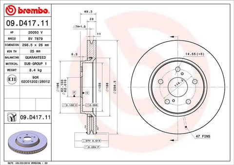BREMBO 09D41711C02 DISC BRAKE ROTOR