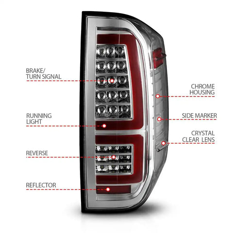 ANZO USA 311438 Tail Light Assembly LED Clear Lens Chrome Housing Red Brake Light