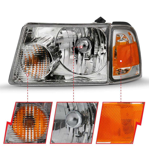 ANZO 111484 CRYSTAL HEADLIGHT SET CLEAR LENS 2001-2011 FORD RANGER SET OF 2