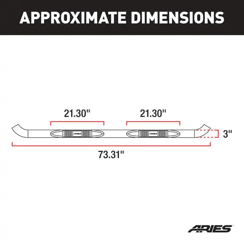 ARIES 205040-2 - 3 Round Polished Stainless Side Bars, Select Dodge, Ram 1500, 2500, 3500 Quad Cab (Short Crew)