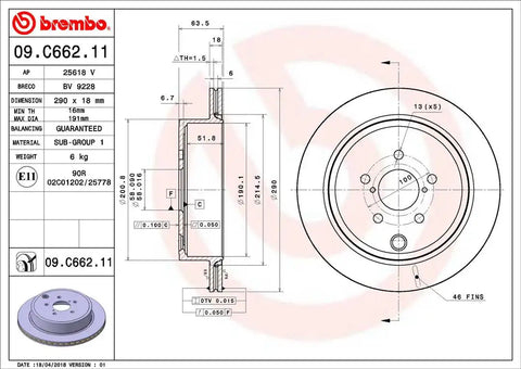 BREMBO 09C66211C02 DISC BRAKE ROTOR