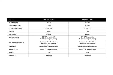 Body Armor 20021 Awning Roof Basket/ Bed Rack Mount Retractable 54 Inch Width x 54