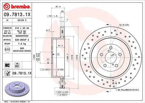 BREMBO 0978131XC02 DISC BRAKE ROTOR