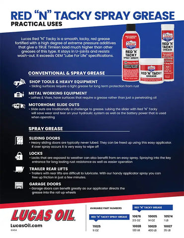 LUCAS OIL 10574 RED 'N' TACKY GREASE/12X1