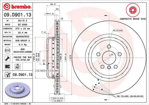 BREMBO 09D90113C02 DISC BRAKE ROTOR