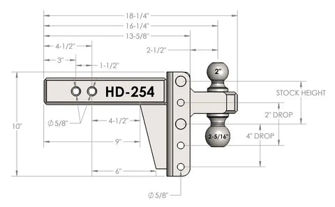 2.5' HEAVY DUTY 4' DROP/RISE