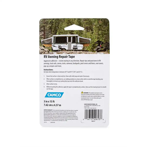 Camco 42613 Multi Purpose Tape RV Awnings/ Boat Sails/ Canvas/ Tents and more Roll