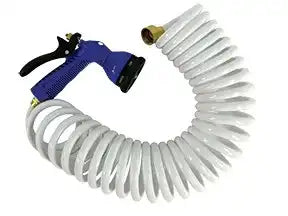WHITECAP IND P-0440 WHITE COILED HOSE W/NOZZLE - 15'