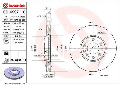 BREMBO 09699711C02 DISC BRAKE ROTOR