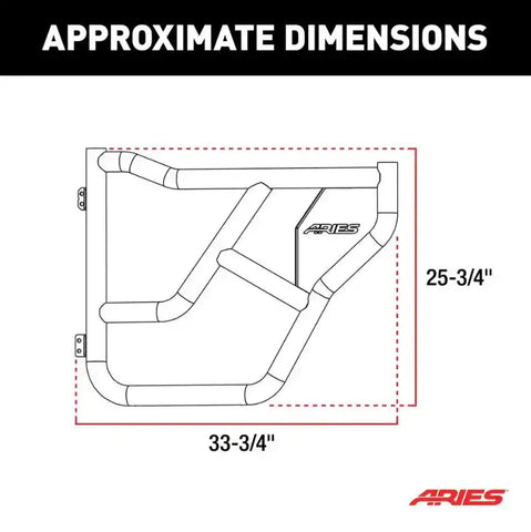 Aries 2500250 Door Tubular Lower Half Powder Coat Black Carbon Steel Set Of 2